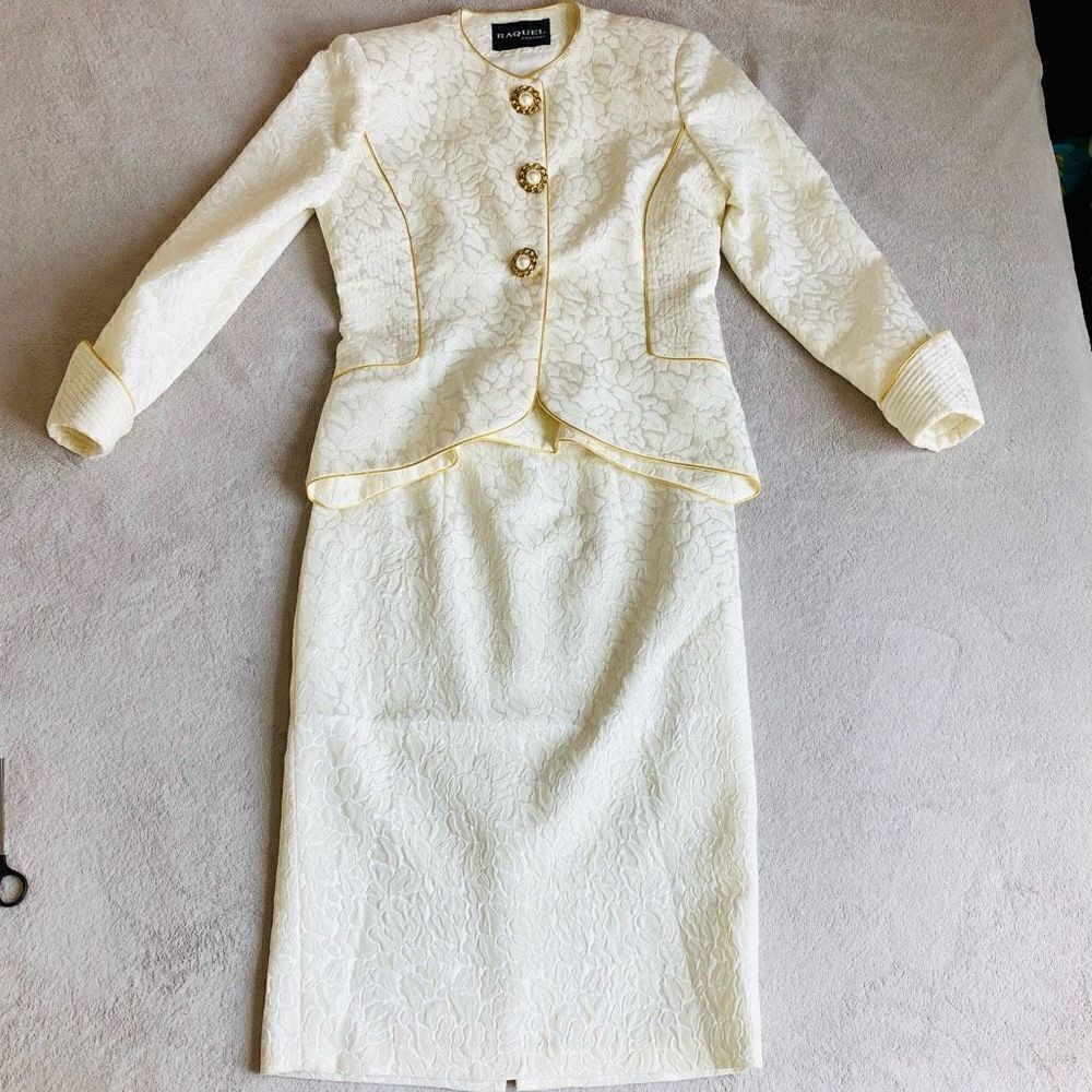 Vintage Raquel Couture Formal Skirt Suit Set